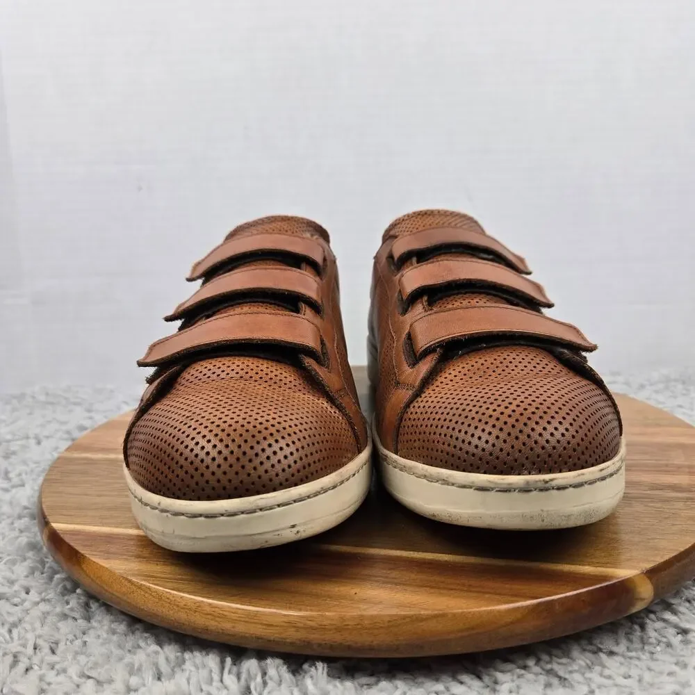 To Boot New York Mens 12 Cognac Brown Perforated Leather Triple Strap Trainer